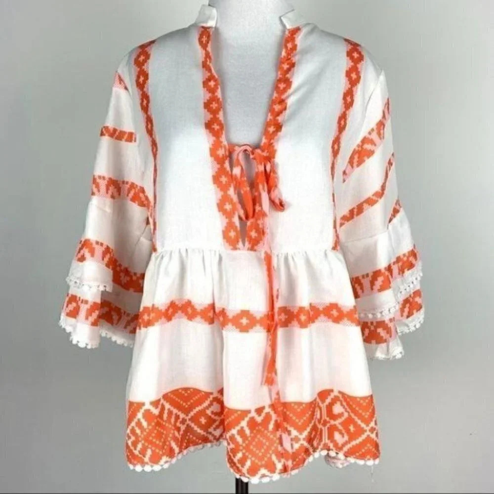 Misslook top size S Orange white peasant festival - Picture 13 of 13
